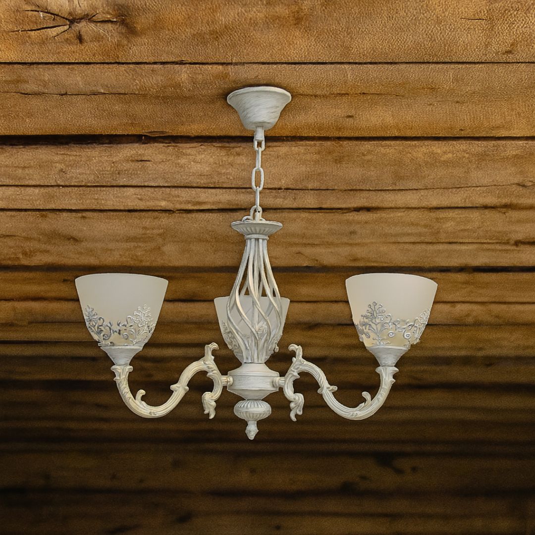 Lustra VINTAGE, tip Pendul cu brate, COTTAGE, Circulara, 3xE27, Sticla si Metal, Alb ModernLight Concept