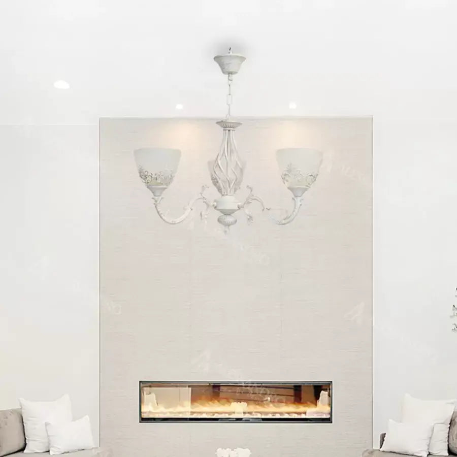 Lustra VINTAGE, tip Pendul cu brate, COTTAGE, Circulara, 3xE27, Sticla si Metal, Alb ModernLight Concept