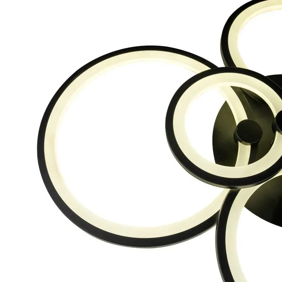 Lustra LED cu telecomanda ALANI 152W, 6 Cercuri, lumina Rece/Calda/Neutra, Dimabila, Negru ModernLight Concept