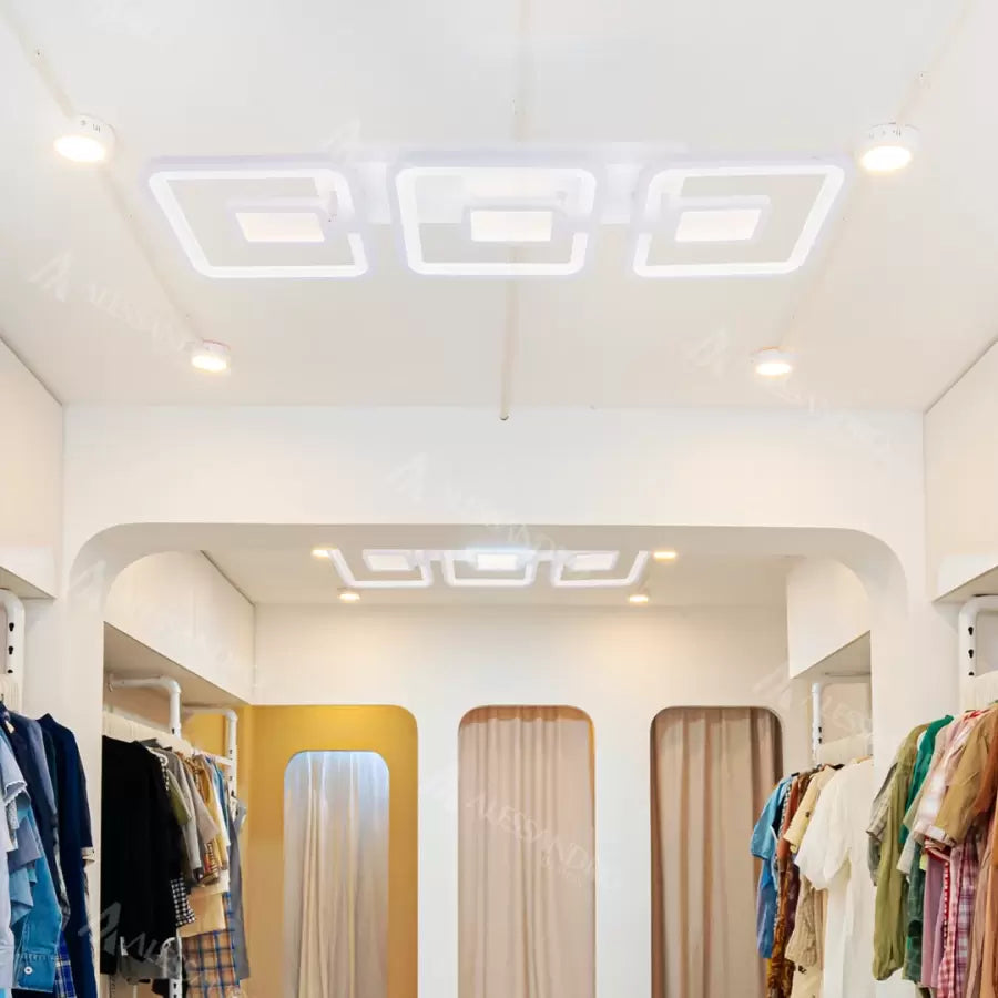 Lustra LED cu telecomanda FELIX 75W, 3 Patrate, lumina Rece/Calda/Neutra, Dimabila, Alb ModernLight Concept