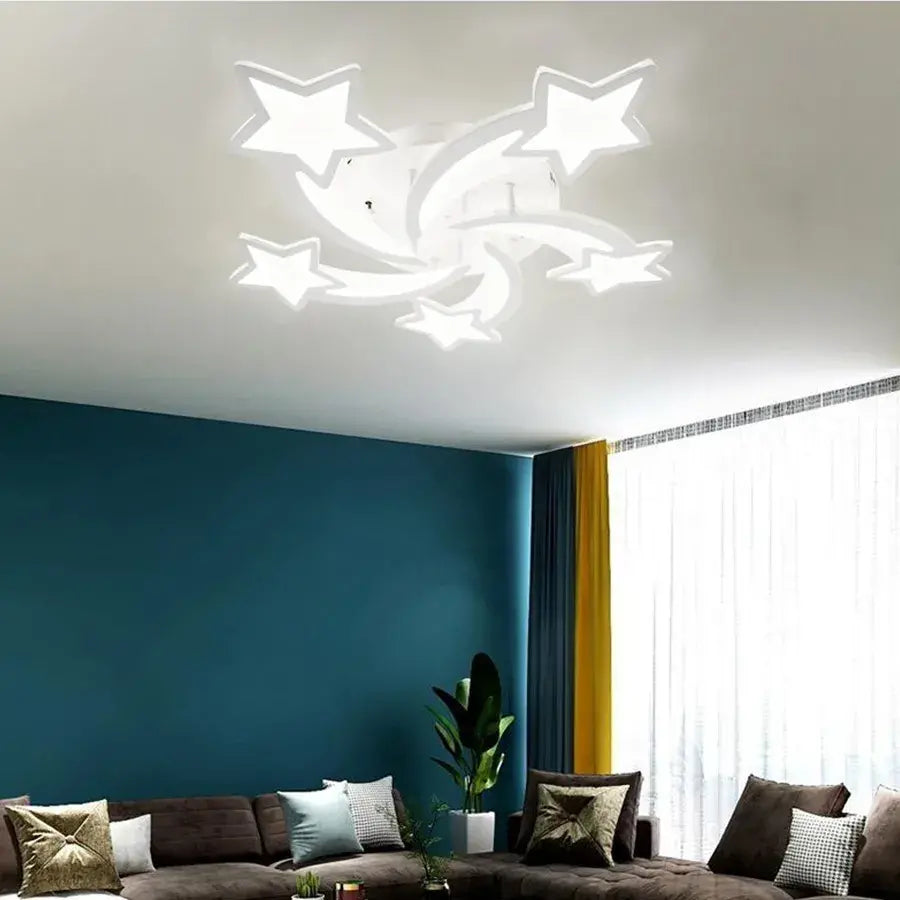 Lustra LED cu telecomanda IPOMOEA 69W, 5 Stele, lumina Rece/Calda/Neutra, Dimabila, Alb ModernLight Concept