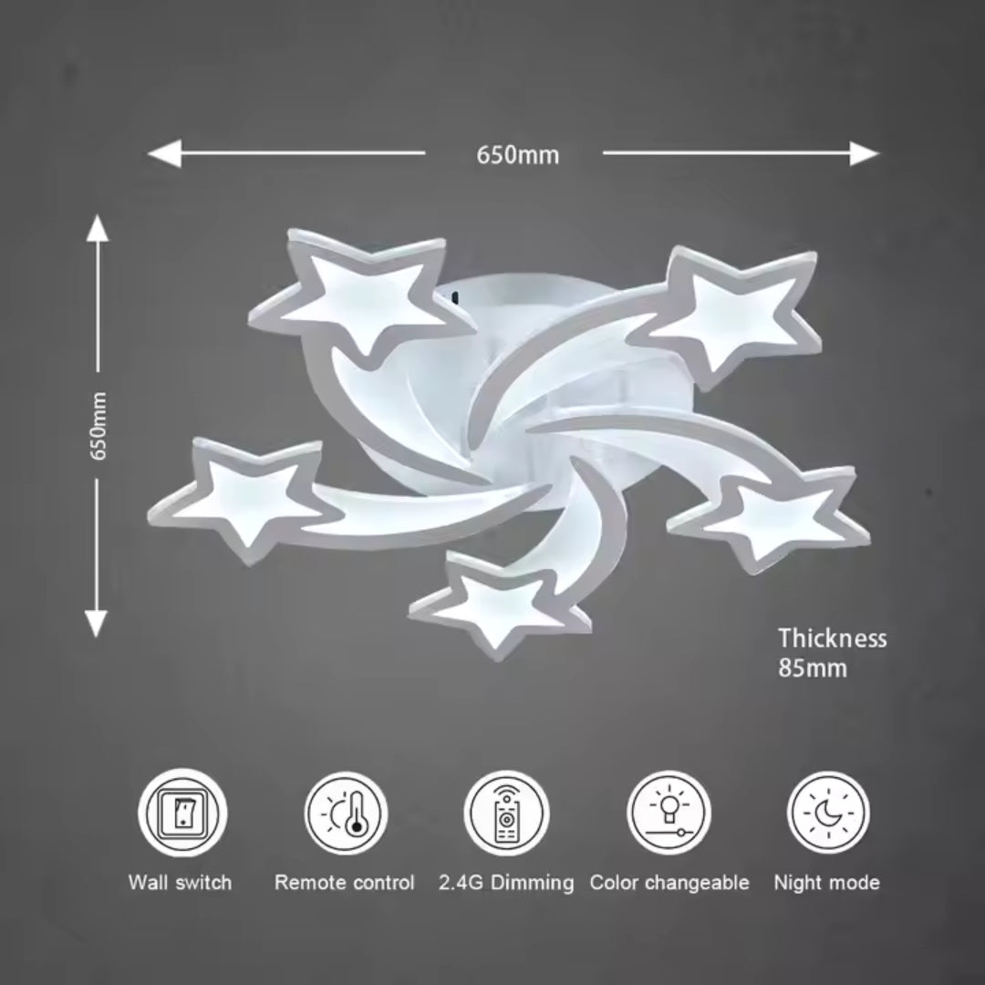 Lustra LED cu telecomanda IPOMOEA 69W, 5 Stele, lumina Rece/Calda/Neutra, Dimabila, Alb ModernLight Concept