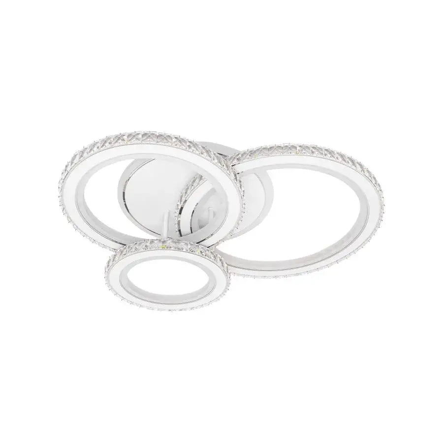 Lustra LED cu telecomanda si cristal NOVA ROTONDA RGB 154W, 3 Cercuri, lumina Rece/Calda/Neutra, Dimabila, Alb ModernLight Concept