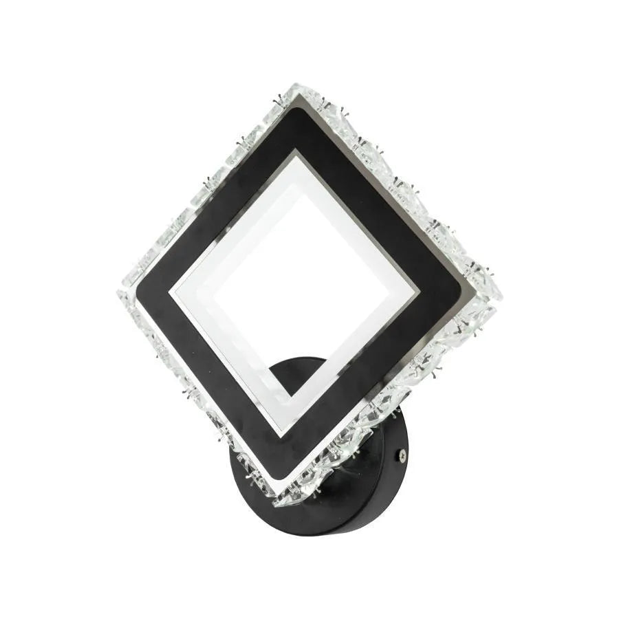 Aplica LED TERRANO cu Cristale, Patrat, 24W, Lumina Rece/Calda/Neutra, Negru & Inox ModernLight Concept