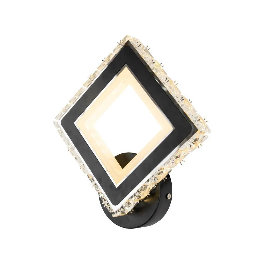 Aplica LED TERRANO cu Cristale, Patrat, 24W, Lumina Rece/Calda/Neutra, Negru & Inox ModernLight Concept