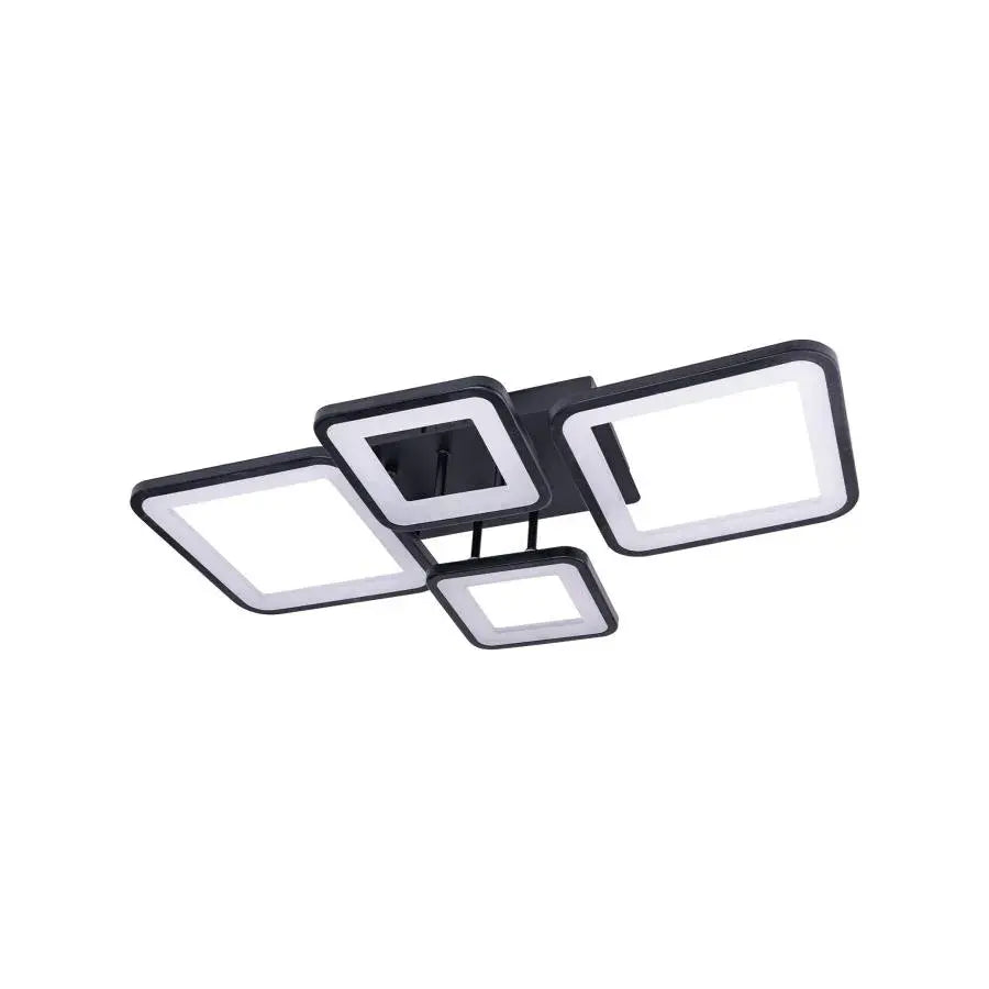 Lustra LED cu telecomanda ELLA 85W, 4 Patrate, lumina Rece/Calda/Neutra, Dimabila, Negru ModernLight Concept