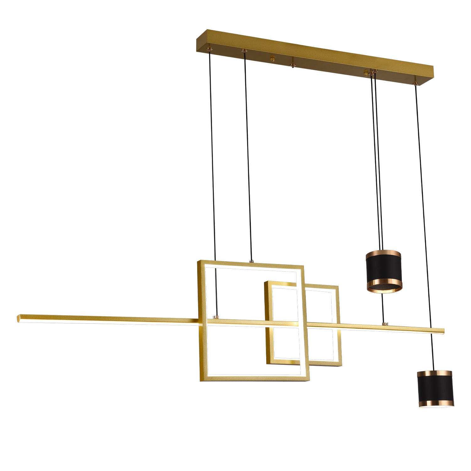 Lustra LED suspendata cu telecomanda DENISSE 64W, lumina Rece/Calda/Neutra, Dimabila, Auriu, Inaltime Reglabila, 2233/4GD ModernLight Concept