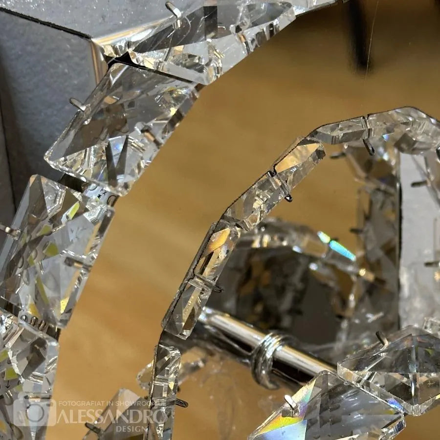 Lustra LED cu cristal JEFFERSON 32W, 2 Cercuri, lumina Rece/Calda/Neutra, Crom Lucios ModernLight Concept