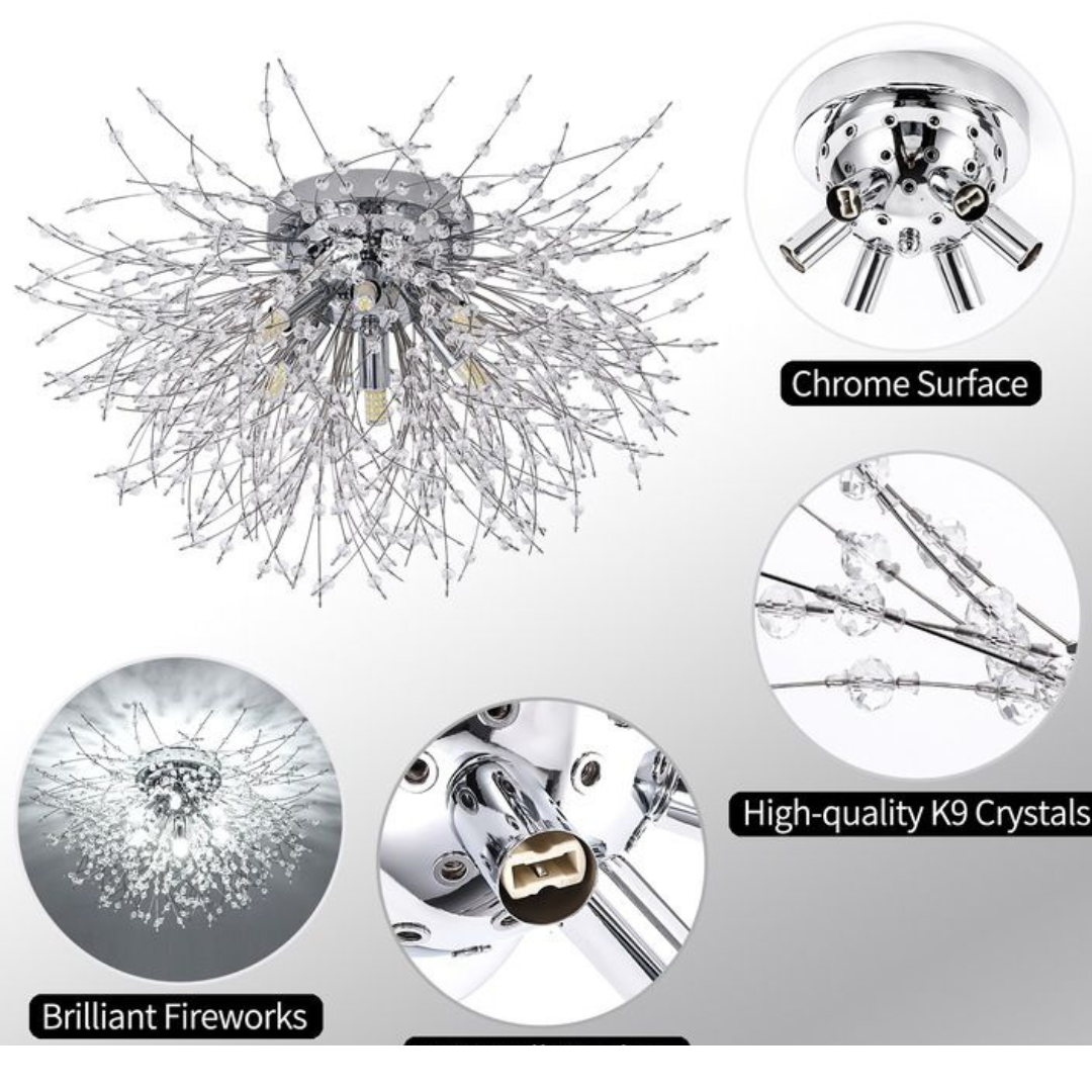 Candelabru Cristal RONDO Vivace, 5x G9, Diametru 40cm, Argintiu Lucios ModernLight Concept