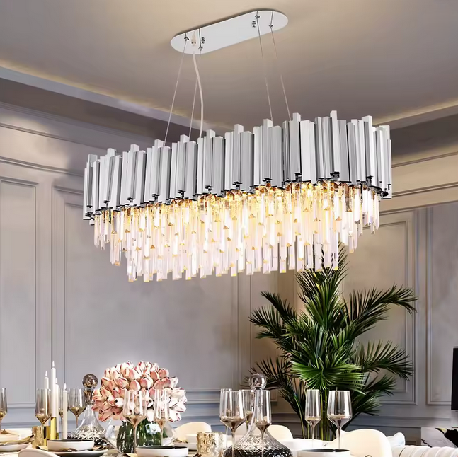 Candelabru Cristal BLOIS Regalis 10xE14, Diametru 80cm, Argintiu, Inaltime Reglabila ModernLight Concept