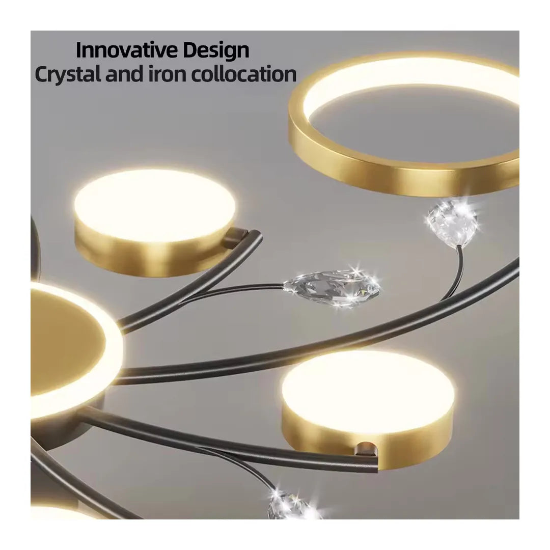 Lustra LED cu Telecomnda KARINA, 65W, 8 Elemente, Lumina Calda/Rece/Neutra, Dimabila, Auriu ModernLight Concept