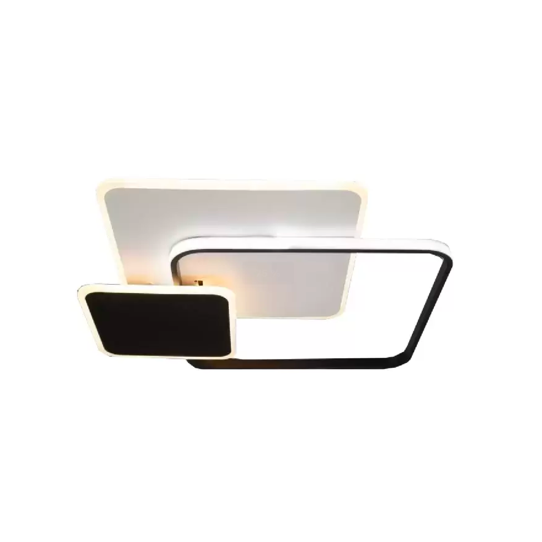 Lustra LED cu telecomanda ANEMONA 75W, 3 Patrate, lumina Rece/Calda/Neutra, Dimabila, Negru ModernLight Concept