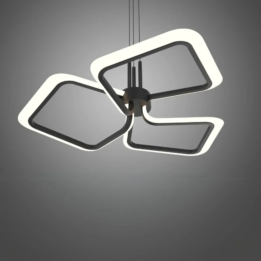 Lustra LED suspendata cu Telecomanda RIMINI 60W, 3 Patrate, lumina Rece/Calda/Neutra, Dimabila, Negru ModernLight Concept