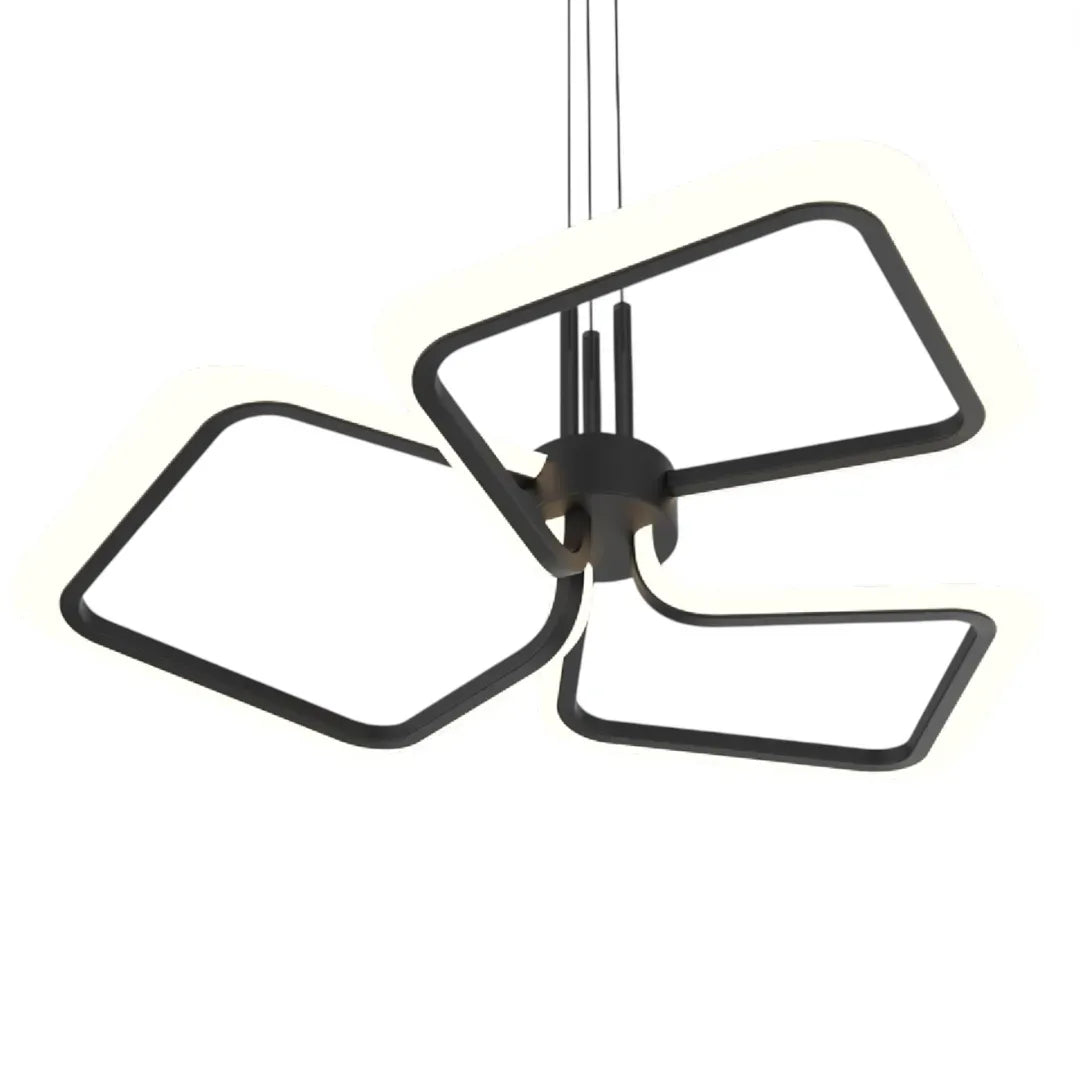 Lustra LED suspendata cu Telecomanda RIMINI 60W, 3 Patrate, lumina Rece/Calda/Neutra, Dimabila, Negru ModernLight Concept