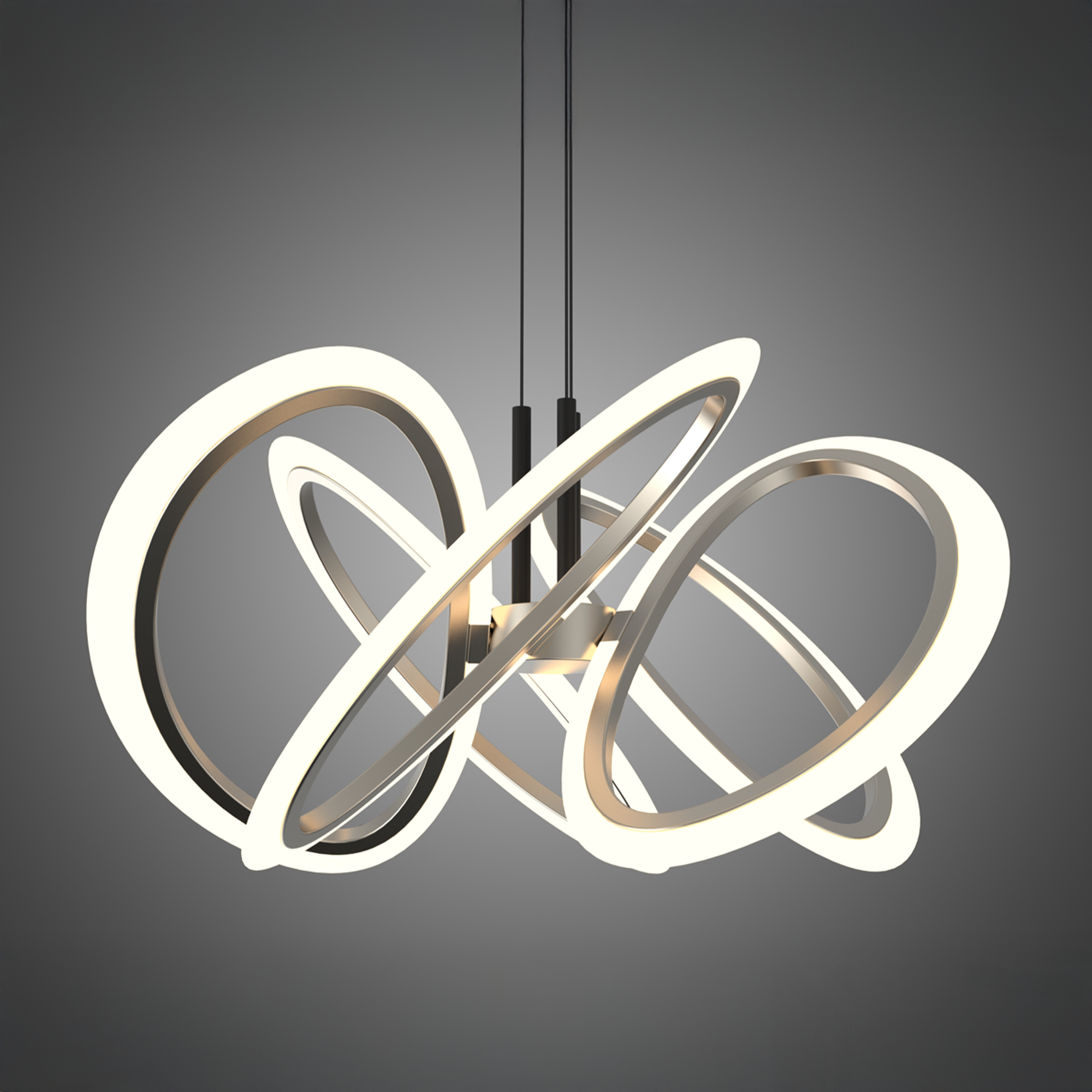 Lustra LED suspendata cu Telecomanda RIMINI 85W, 5 Elemente, lumina Rece/Calda/Neutra, Dimabila, Auriu ModernLight Concept