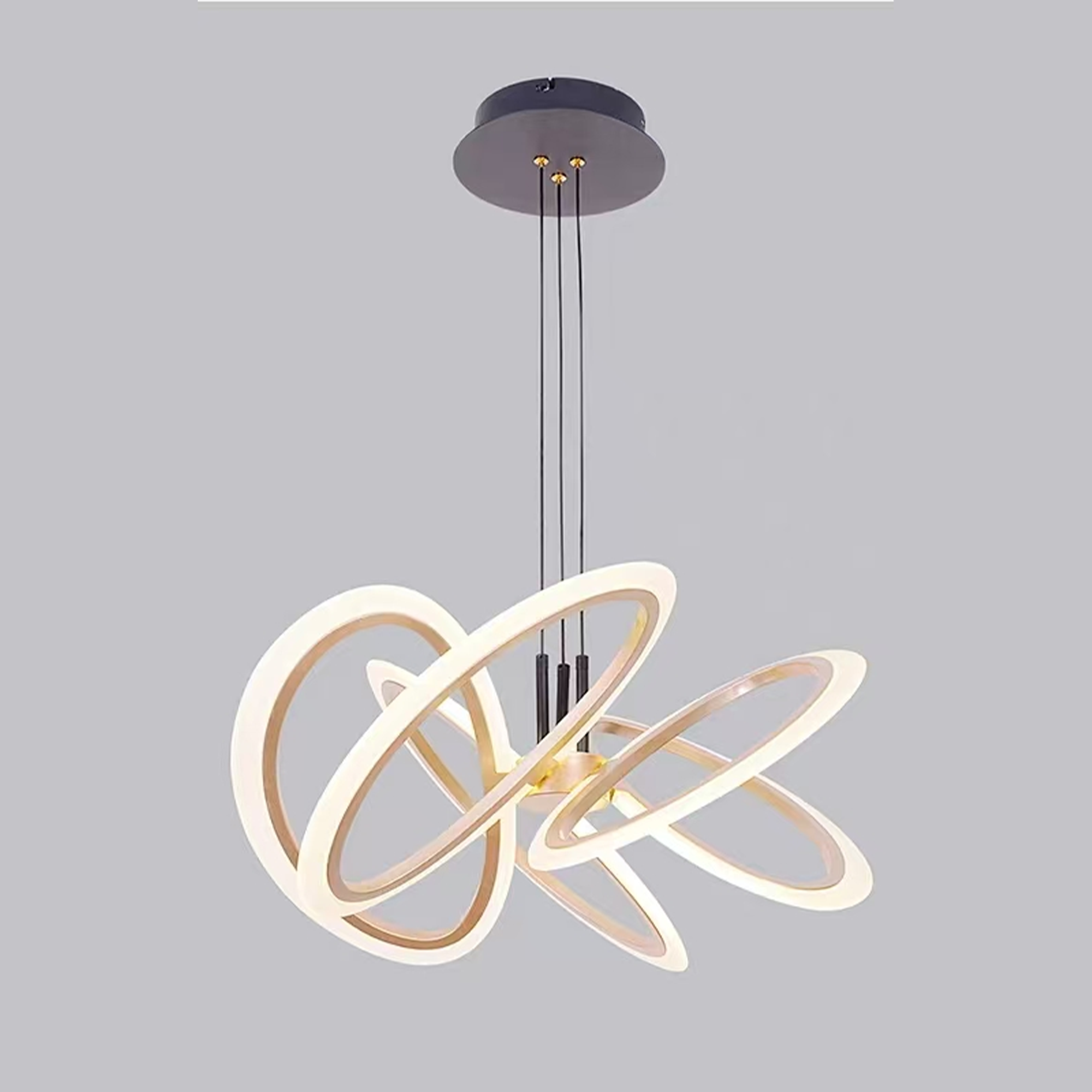 Lustra LED suspendata cu Telecomanda RIMINI 85W, 5 Elemente, lumina Rece/Calda/Neutra, Dimabila, Auriu ModernLight Concept