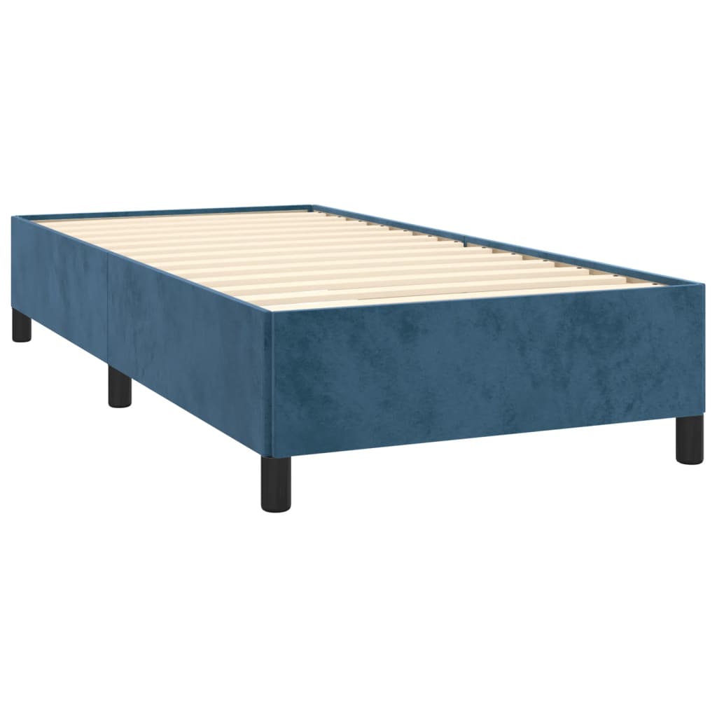 Pat box spring cu saltea, albastru închis, 80x200 cm, catifea GartenMobel Dekor