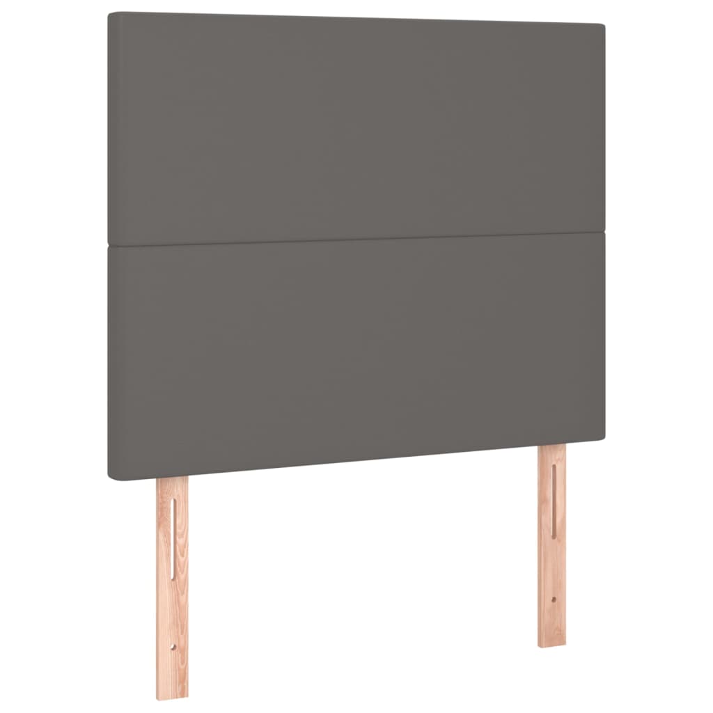 Pat box spring cu saltea, gri, 80x200 cm, piele ecologică GartenMobel Dekor
