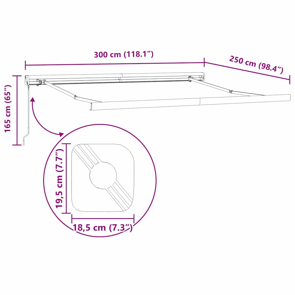 Cortina Retractabilă Crem 300 x 250 cm Material textil, Metal GartenMobel Dekor