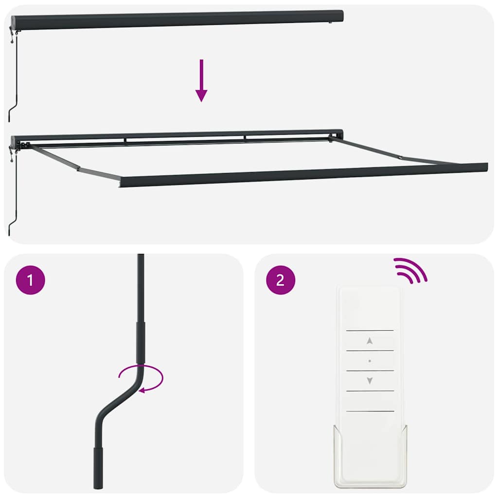 Cortina Retractabilă Manual Antracit 400 × 300 cm GartenMobel Dekor