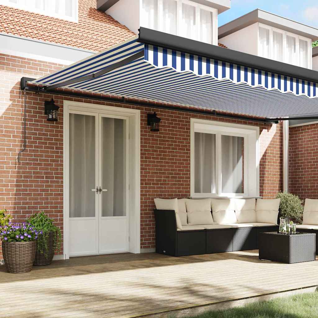 Cortina Retractabilă Albastru și Alb 500 × 300 cm GartenMobel Dekor