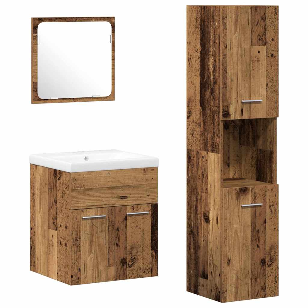 Set de Mobilă pentru Baie 4 pcs Lemn Vechi 41 x 38.5 x 46 cm GartenMobel Dekor