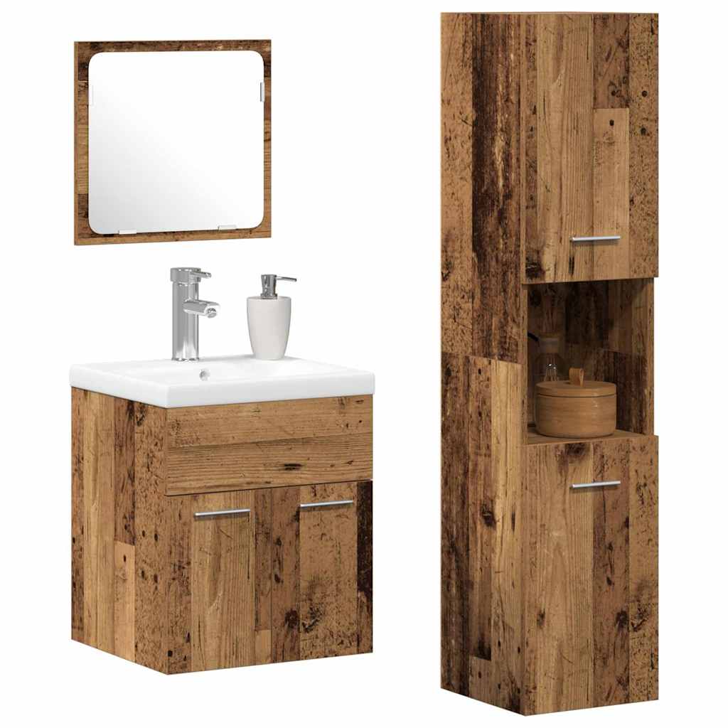 Set de Mobilă pentru Baie 4 pcs Lemn Vechi 41 x 38.5 x 46 cm GartenMobel Dekor