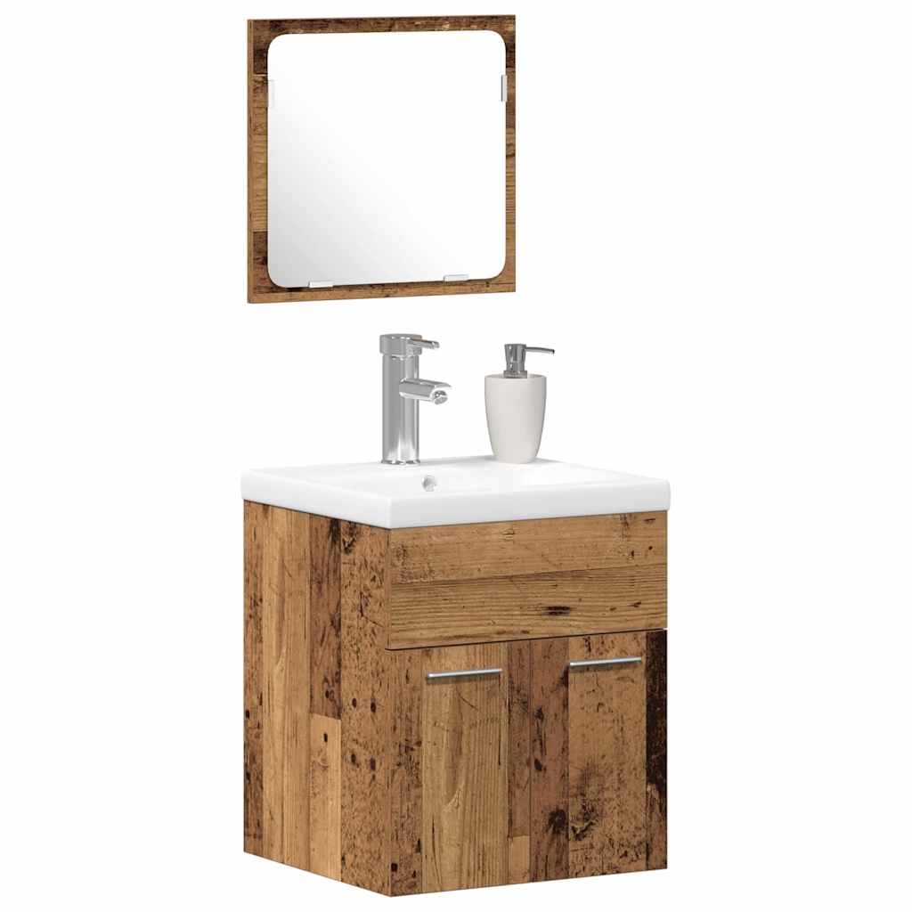Set de mobilier pentru baie 3 pcs Lemn Vechi 41 x 38.5 x 46 cm GartenMobel Dekor
