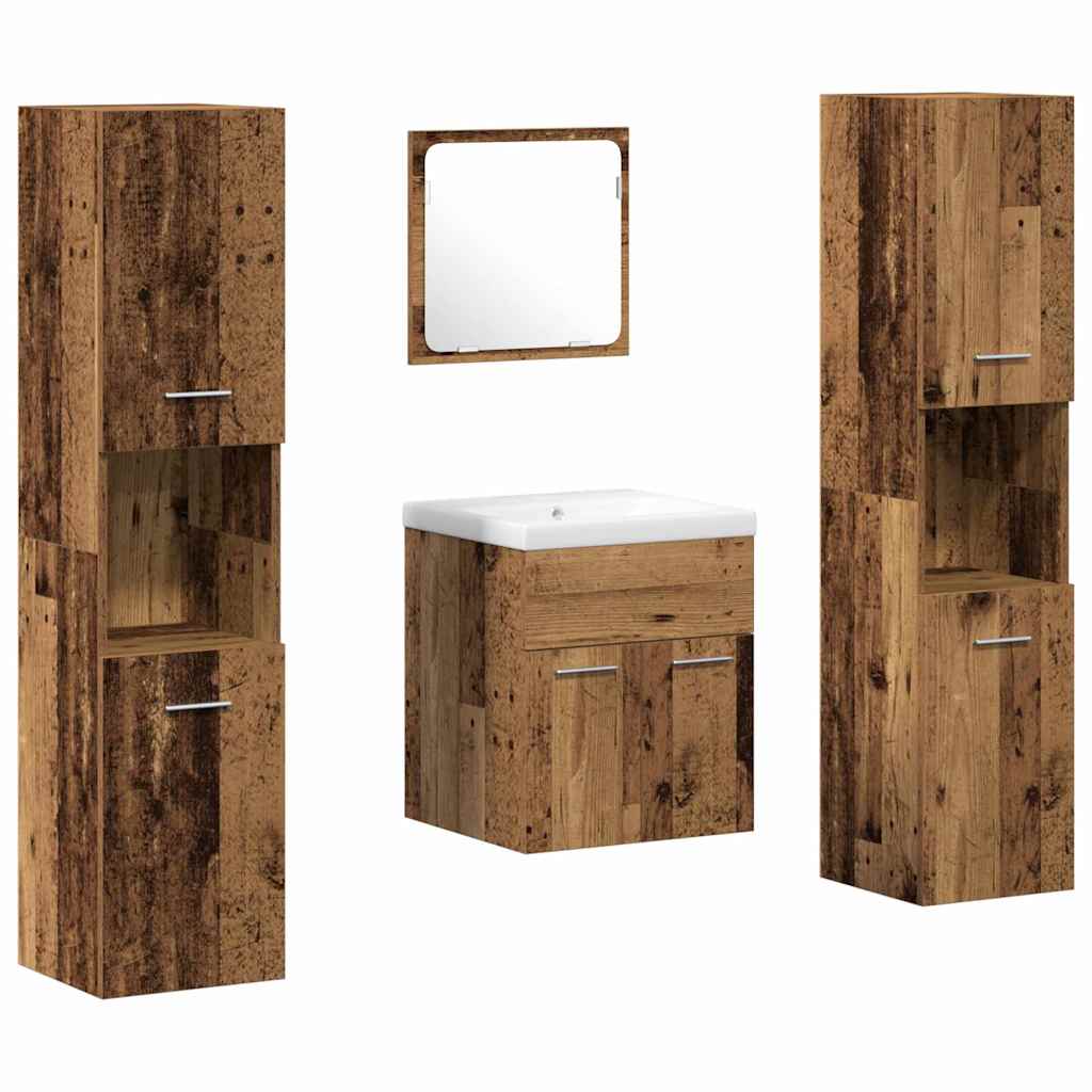 Set de mobilier pentru baie 4 pcs Lemn Vechi 41 x 38.5 x 46 cm GartenMobel Dekor