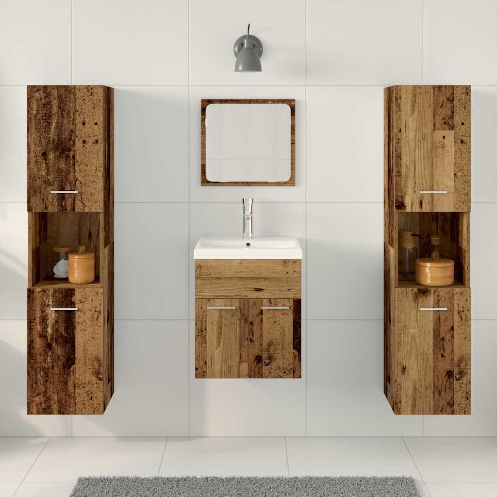 Set de mobilier pentru baie 4 pcs Lemn Vechi 41 x 38.5 x 46 cm GartenMobel Dekor