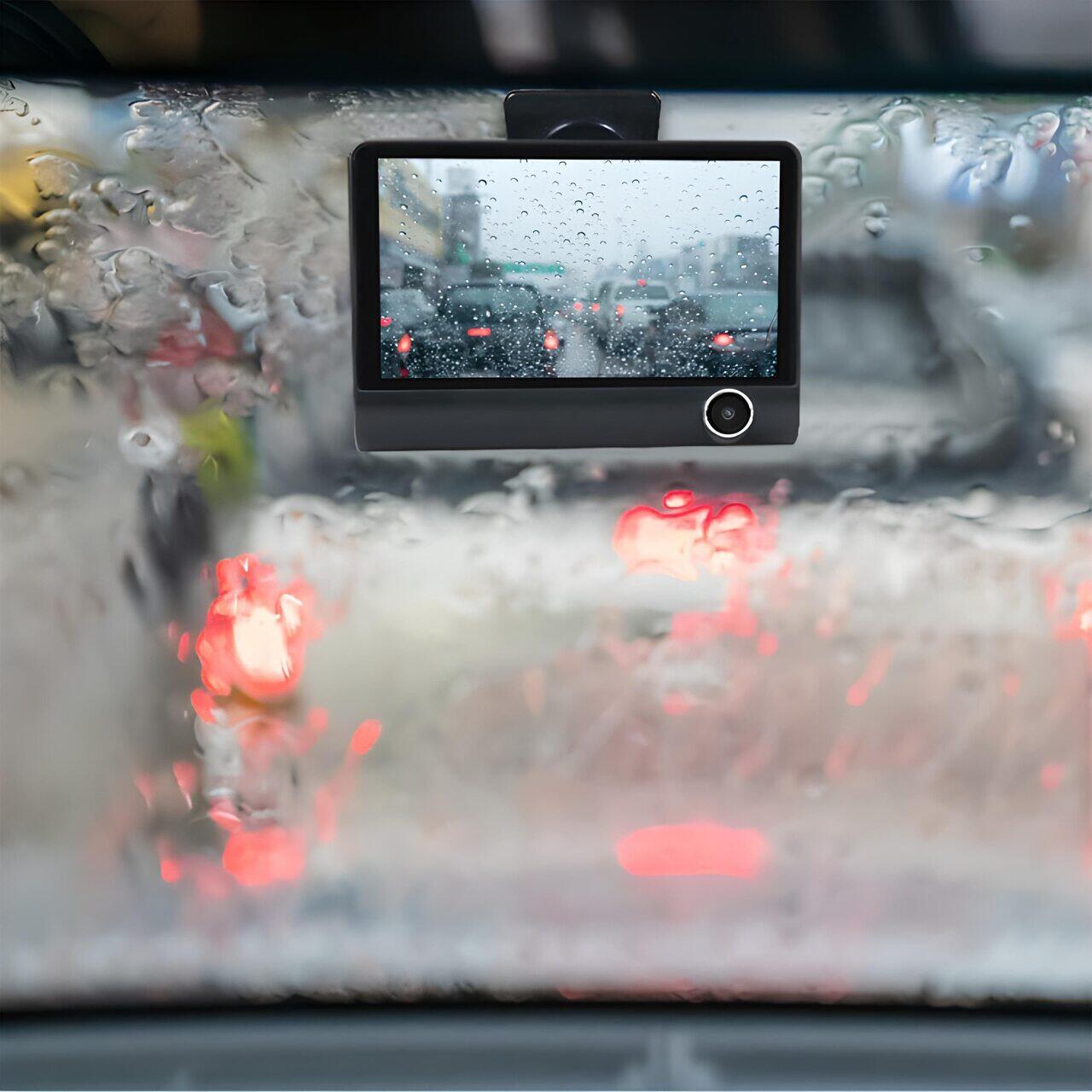 Camera auto DVR tripla, FullHD 1080P, inregistrare fata, interior si spate, display 4