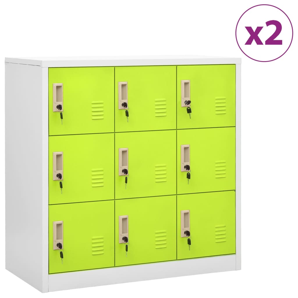 Dulapuri vestiar 2 buc. gri deschis și verde 90x45x92,5 cm oțel GartenMobel Dekor