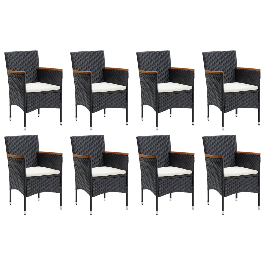 Set mobilier de grădină cu perne, 9 piese, negru, poliratan GartenMobel Dekor