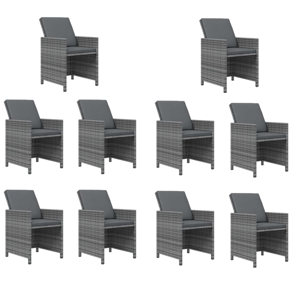 Set mobilier de grădină cu perne, 15 piese, gri, poliratan GartenMobel Dekor