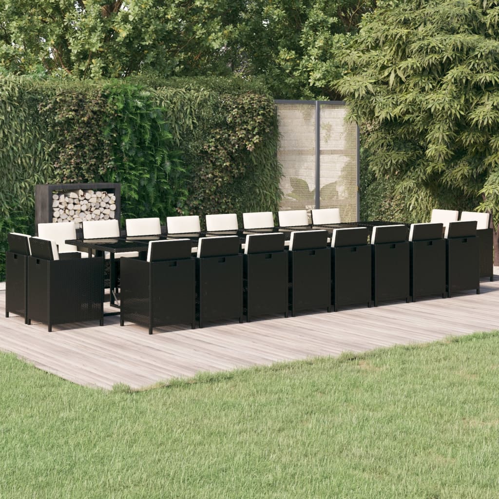 Set mobilier de grădină cu perne, 21 piese, negru, poliratan GartenMobel Dekor