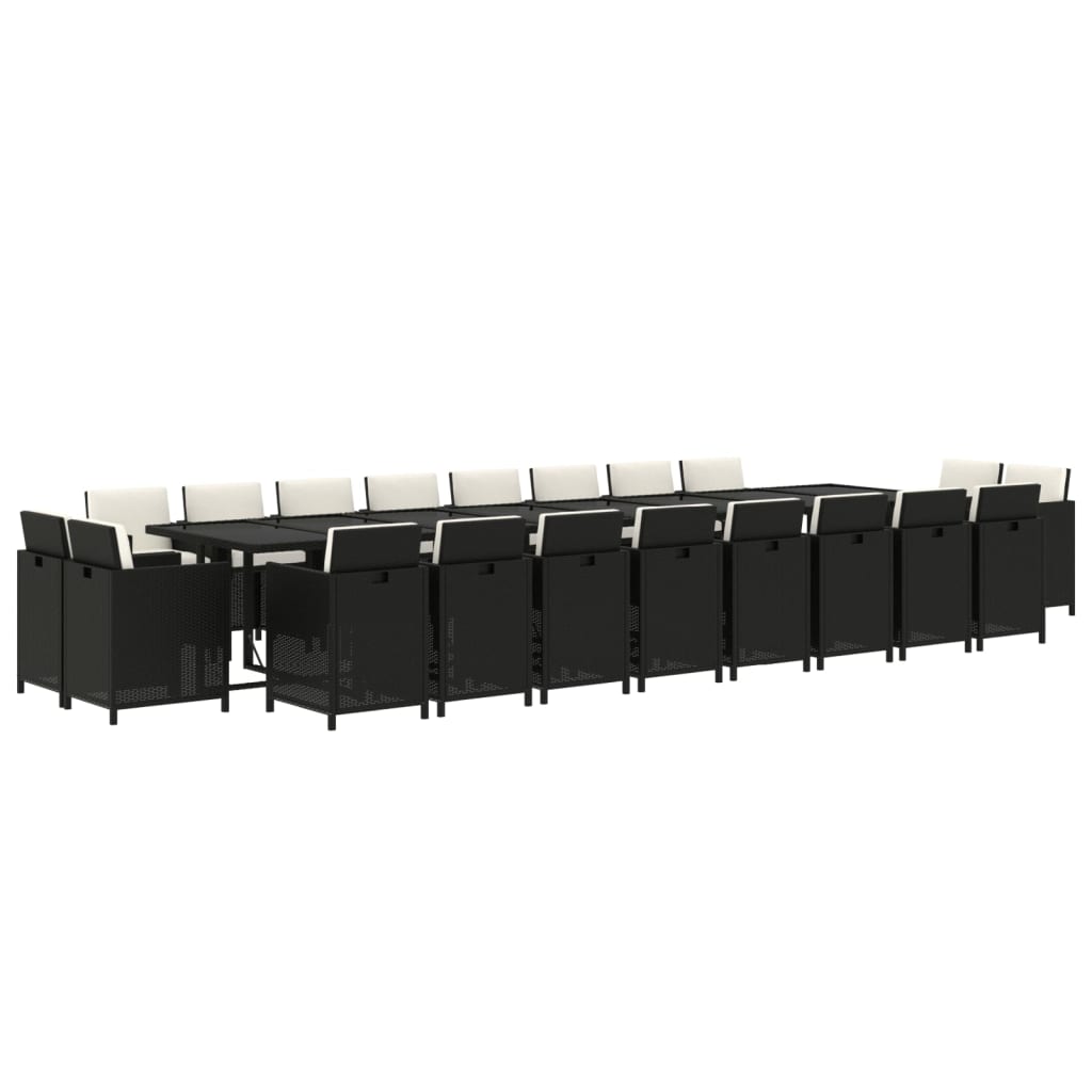 Set mobilier de grădină cu perne, 21 piese, negru, poliratan GartenMobel Dekor