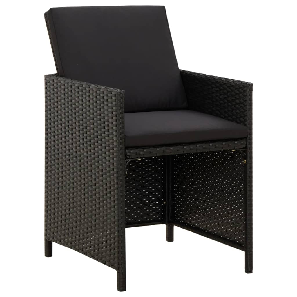 Set mobilier de grădină cu perne, 9 piese, negru, poliratan GartenMobel Dekor