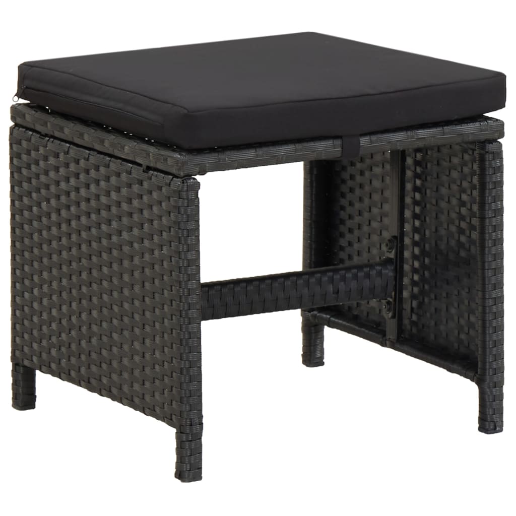 Set mobilier de grădină cu perne, 9 piese, negru, poliratan GartenMobel Dekor