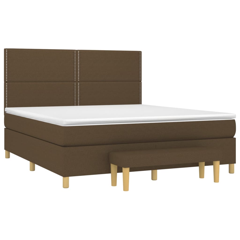 Pat box spring cu saltea, maro închis, 160x200 cm, textil GartenMobel Dekor