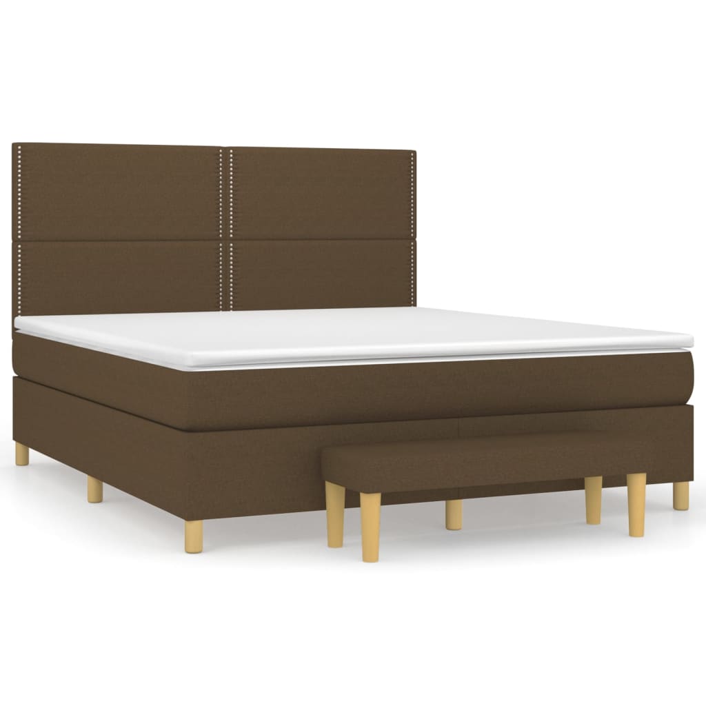 Pat box spring cu saltea, maro închis, 160x200 cm, textil GartenMobel Dekor