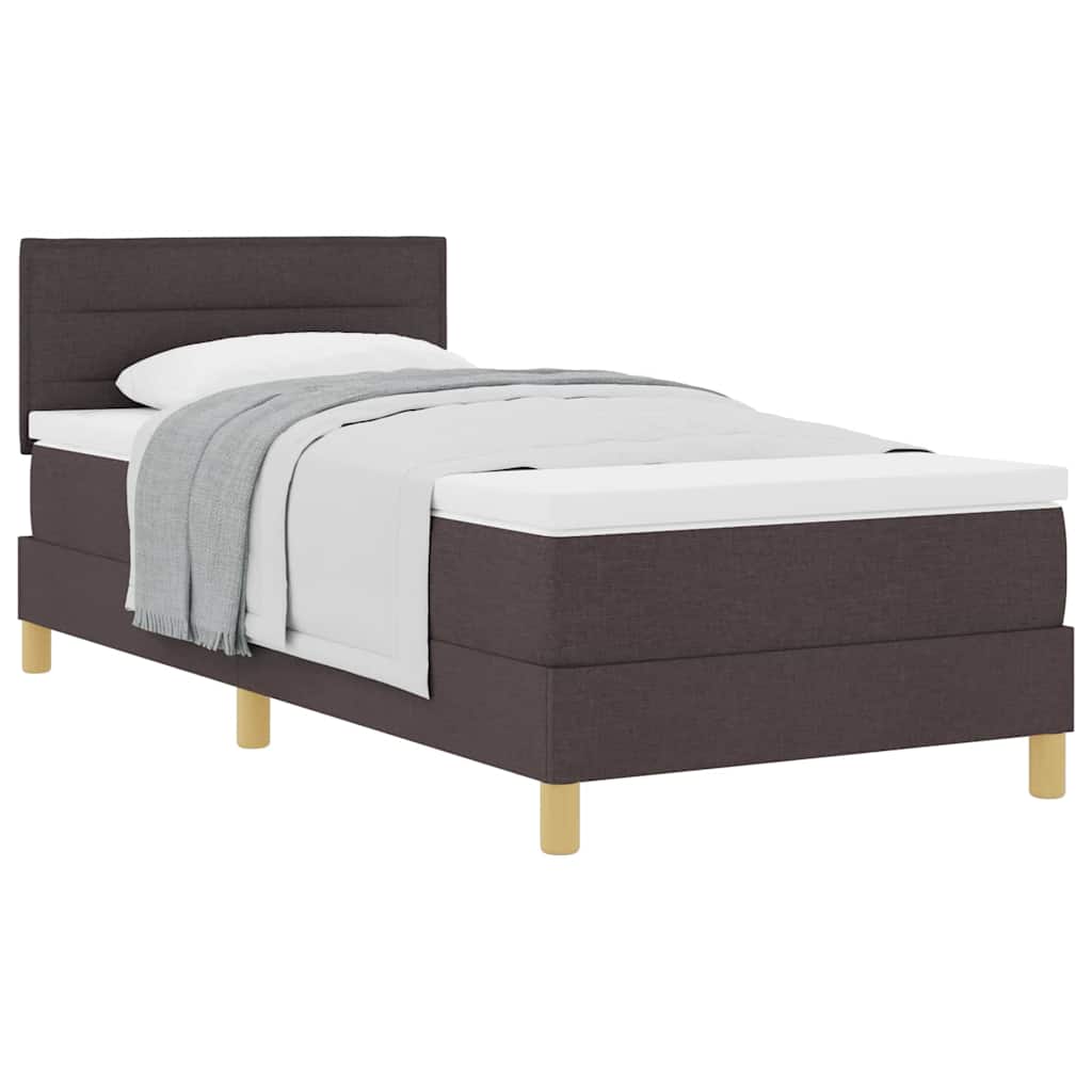 Pat boxspring cu saltea Maro închis 90 x 190 cm țesătură GartenMobel Dekor