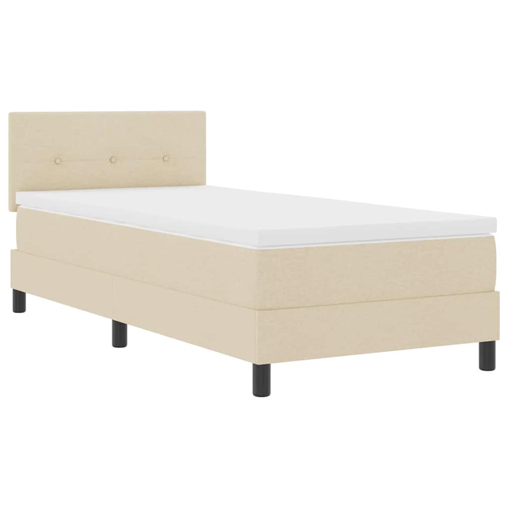 Pat boxspring cu saltea cu saltea Crem 80 x 200 cm țesătură GartenMobel Dekor