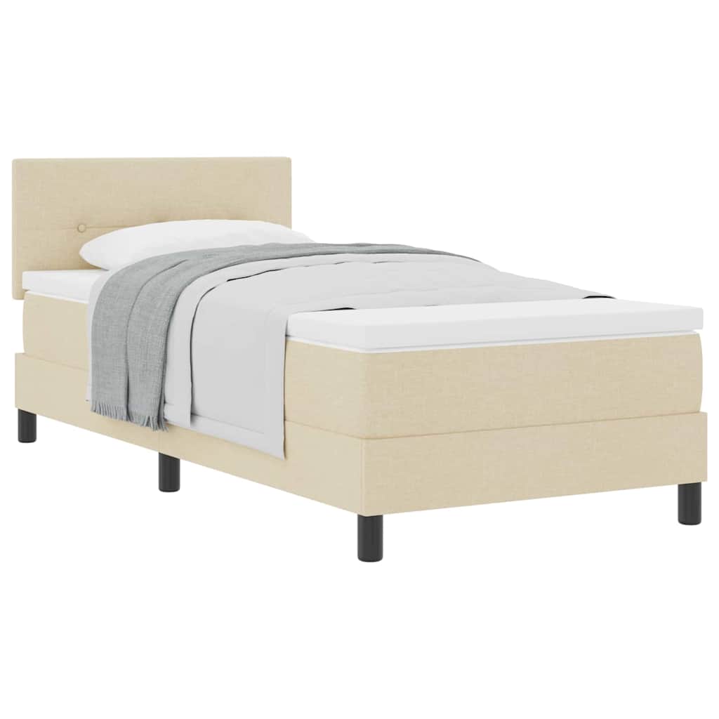 Pat boxspring cu saltea cu saltea Crem 80 x 200 cm țesătură GartenMobel Dekor