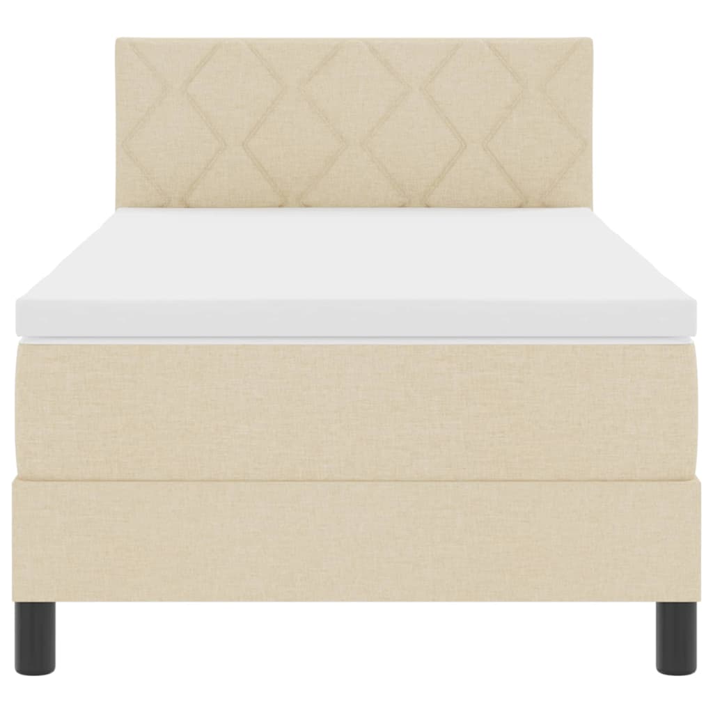 Pat boxspring cu saltea cu saltea Crem 90 x 190 cm țesătură GartenMobel Dekor