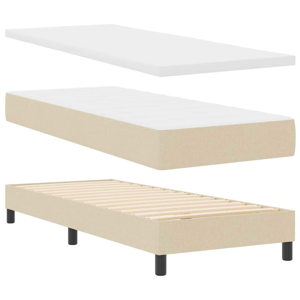 Pat boxspring cu saltea cu saltea Crem 80 x 200 cm țesătură GartenMobel Dekor