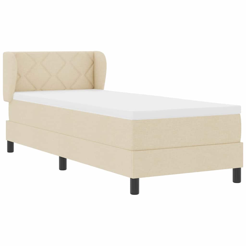 Pat boxspring cu saltea cu saltea Crem 80 x 200 cm țesătură GartenMobel Dekor