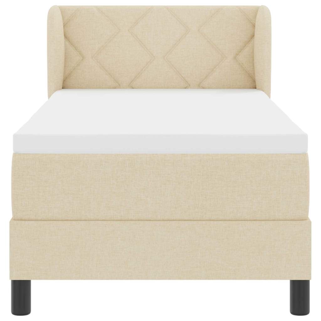 Pat boxspring cu saltea cu saltea Crem 80 x 200 cm țesătură GartenMobel Dekor