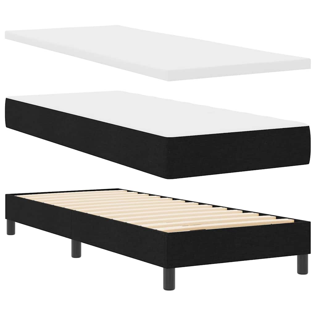 Pat boxspring cu saltea cu saltea Negru 80 x 200 cm țesătură GartenMobel Dekor