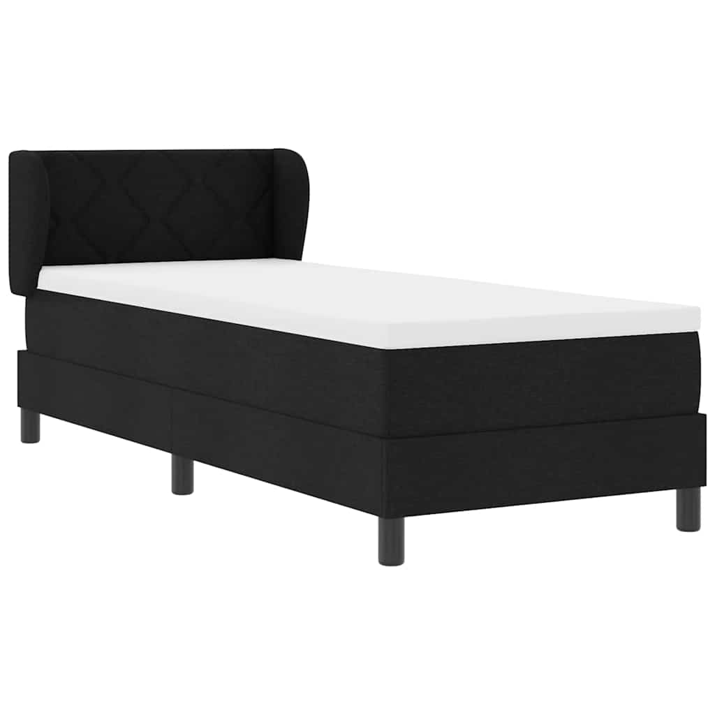 Pat boxspring cu saltea cu saltea Negru 80 x 200 cm țesătură GartenMobel Dekor