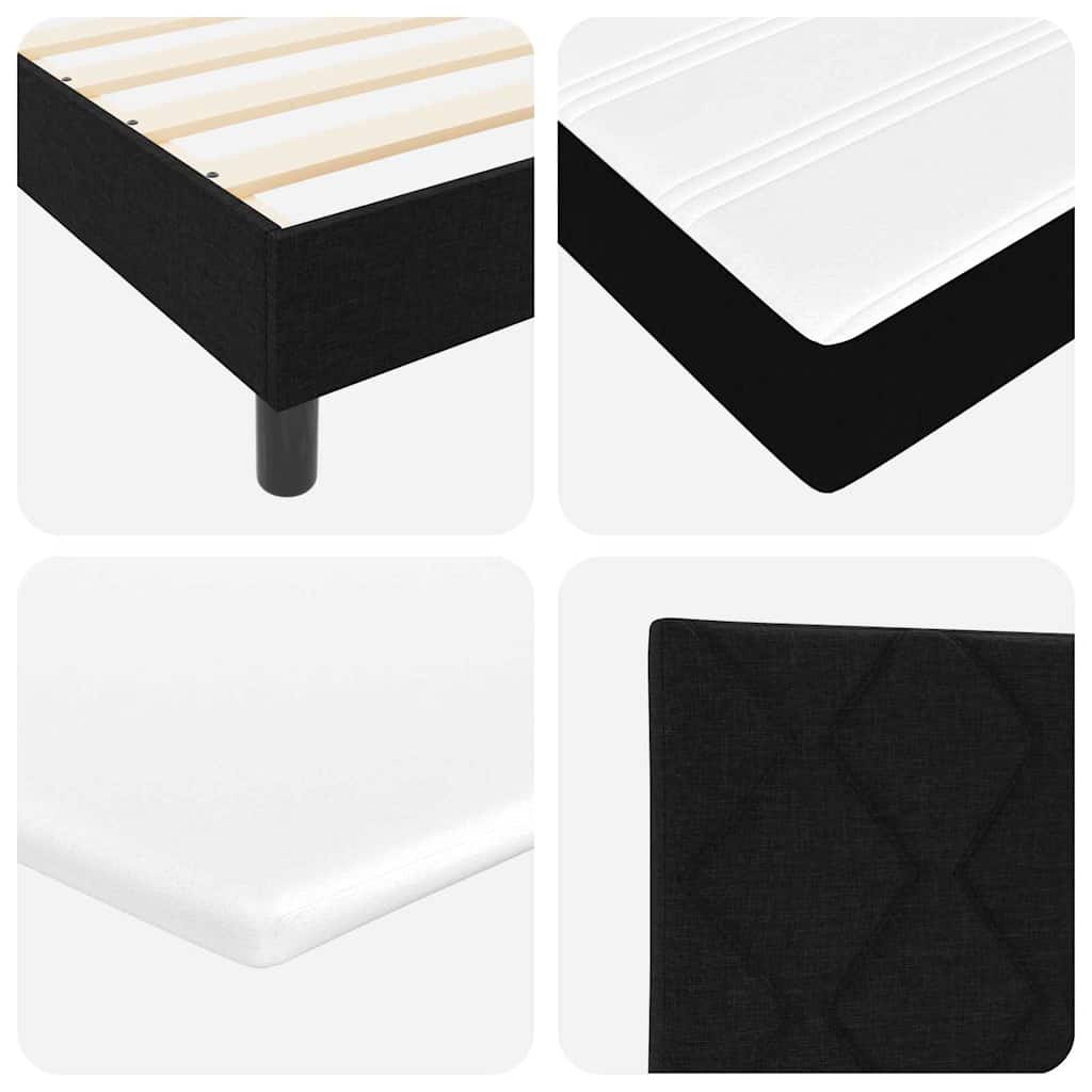 Pat boxspring cu saltea cu saltea Negru 80 x 200 cm țesătură GartenMobel Dekor